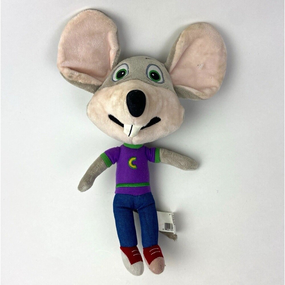 Chuck E. Cheese Gray Mouse Plush Purple Shirt Blue Pants 12” Read